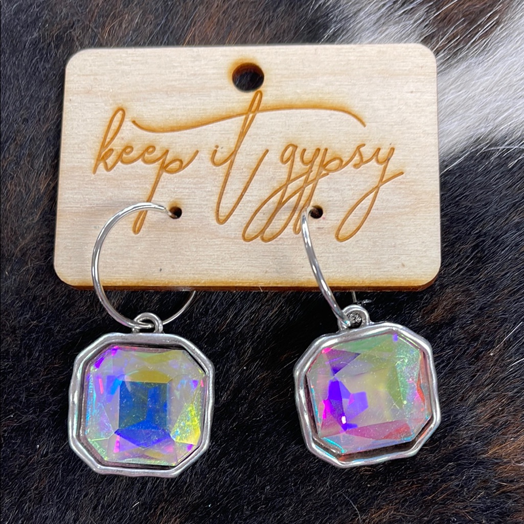 Purple And Silver Geometric Dangle Earrings